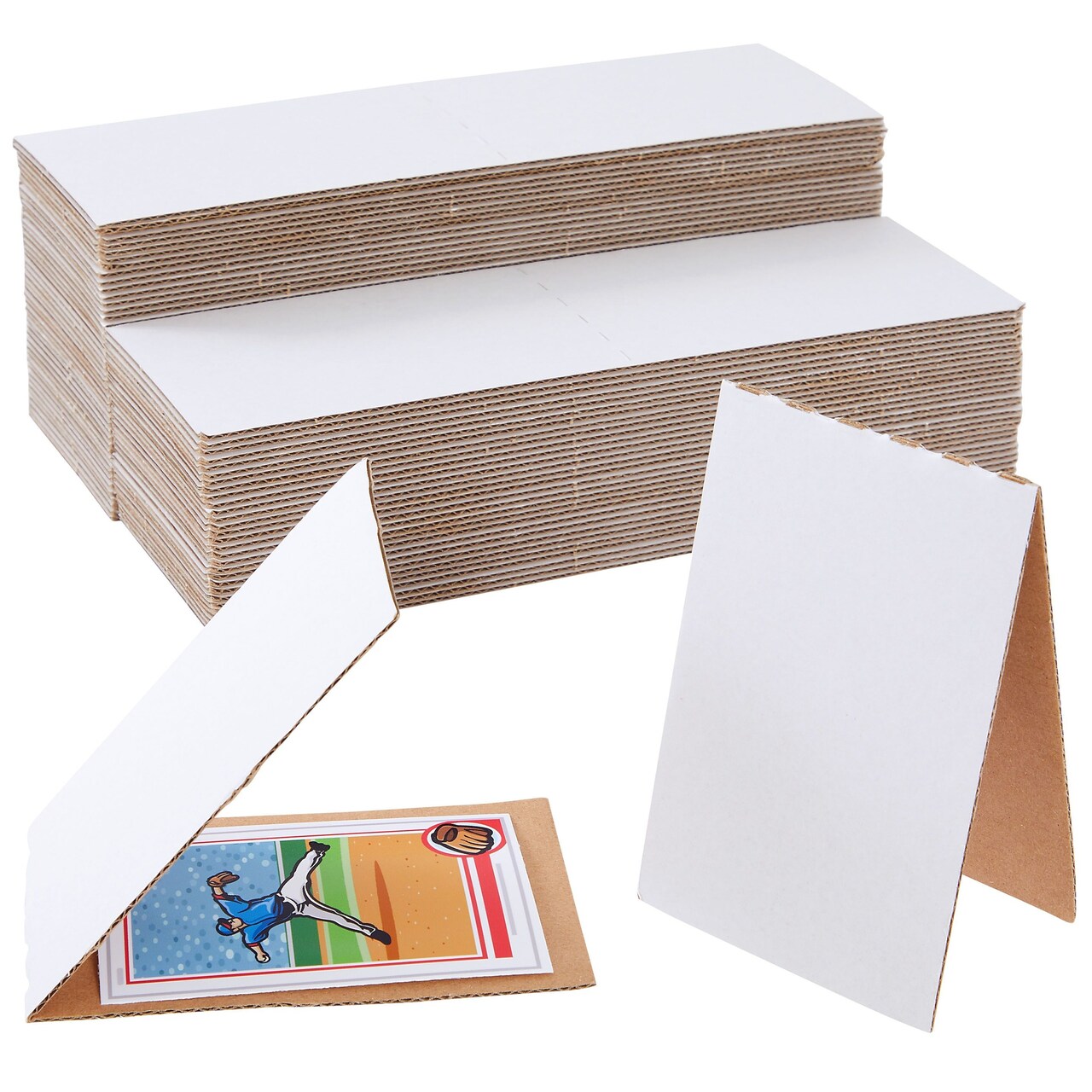 75 Pack Corrugated Cardboard Sleeves for Sports Cards, Trading Card Shipping Supplies, Flat Vending 3 x 4.5&#x22;